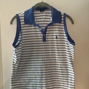 Ralph Lauren Blue and White Striped Polo - size small